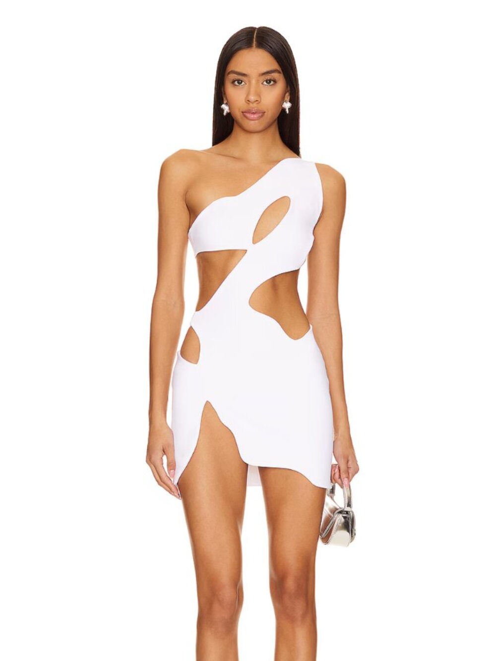 Mother of All Swan Mini Dress in White Sexy Bridal Cutout One-Shoulder